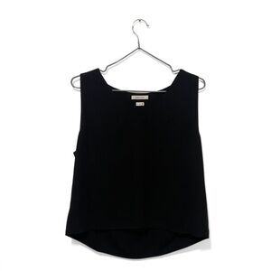 Babaton | Aritzia Black V-Neck Flowy Cropped Tank Top Size Small
